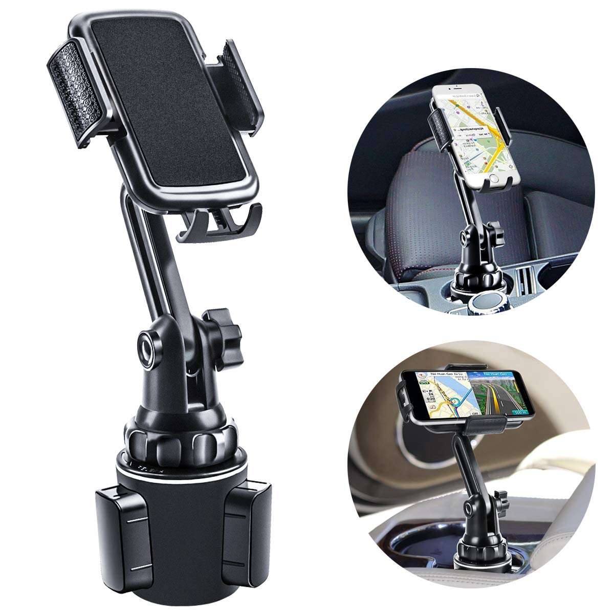 Car Cup Holder Expander with Phone Mount | 360° Rotation Adjustable B<i></i>ase | Shenzhen Huaxin Science T