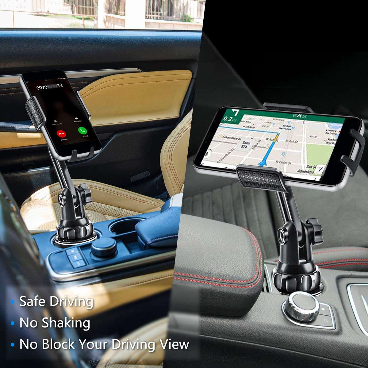 Universal Car Cup Holder Phone Mount | HX Start Sky 090-155C | Adjustable 360° Rotation